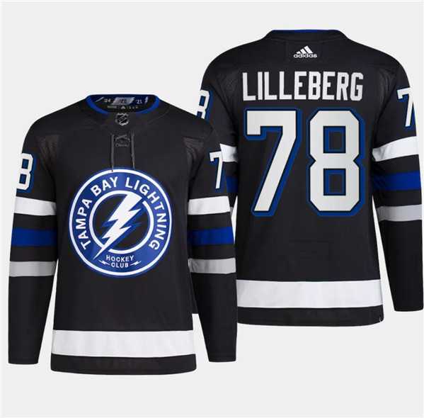 Mens Tampa Bay Lightning #78 Emil Martinsen Lilleberg Black 2024 Stadium Series Stitched Jersey Dzhi